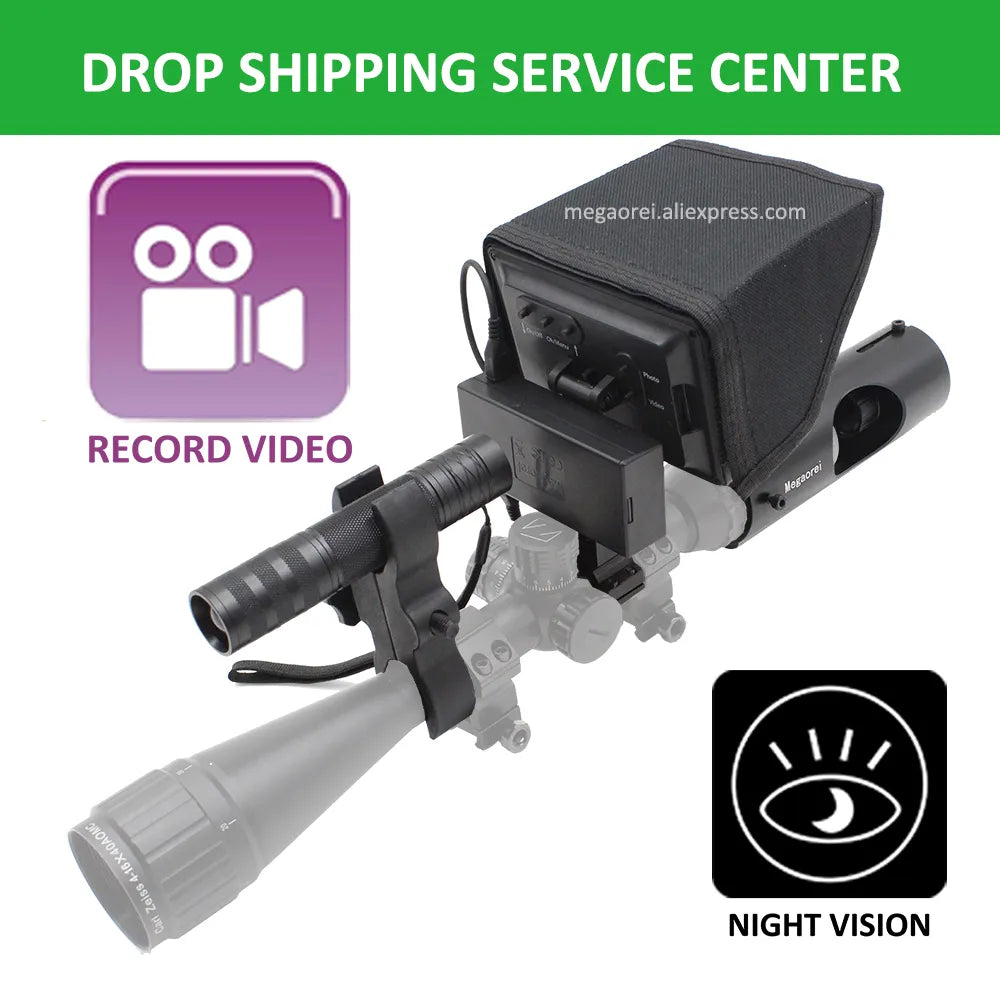 Night Vision Riflescope 720p Video Recording Hunting Camera VCR Scopes Optics Sight 850nm Infrared Laser Flashlight LCD Monitor