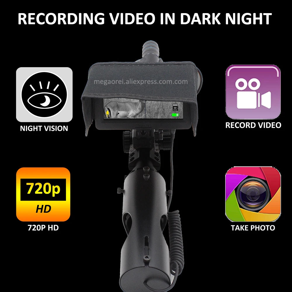Night Vision Riflescope 720p Video Recording Hunting Camera VCR Scopes Optics Sight 850nm Infrared Laser Flashlight LCD Monitor
