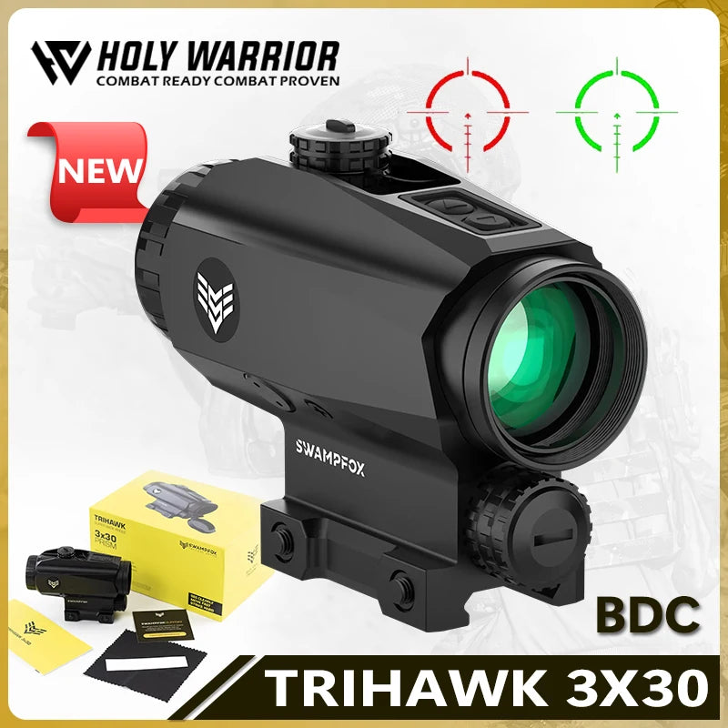 Original SWAMPFOX TRIHAWK 3X30 Prism Scope Red/Green Reticle BDC