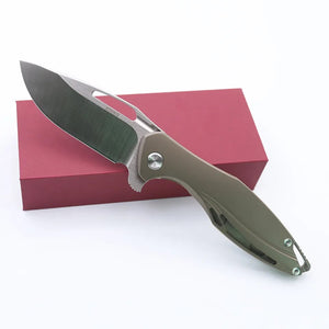 Smke Knives Koenig Arius Satin D2 Blade Bronze Anodized Titanium Handle Flipper Folding Knife
