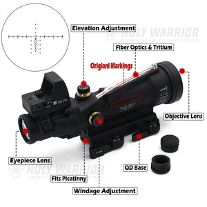 Holy Warrior TA11 3.5X35 Real Red Fiber Optic Illuminated Glass scope with Red Dot with Full Markings for Hunting Airsoft