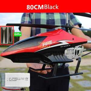 80CM Big Alloy Remote Control Helicopter Model Dual Flexible Propeller Anti-Crash LED Colorful Lights