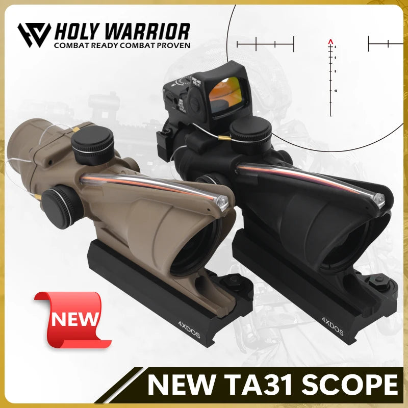 Holy Warrior NEW 2024 Tactical ACOG 4X32 TA31 Real Fiber Glass RCO-M4 Reticle Riflescope w/Original Marks