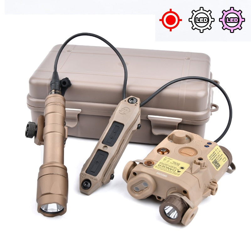 WADSN PEQ15 Red Dot Laser Aiming IR Battery Box Surefire M300 M600 Flashlight Tactical Dual Control Remote Switch Fit 20mm Rail