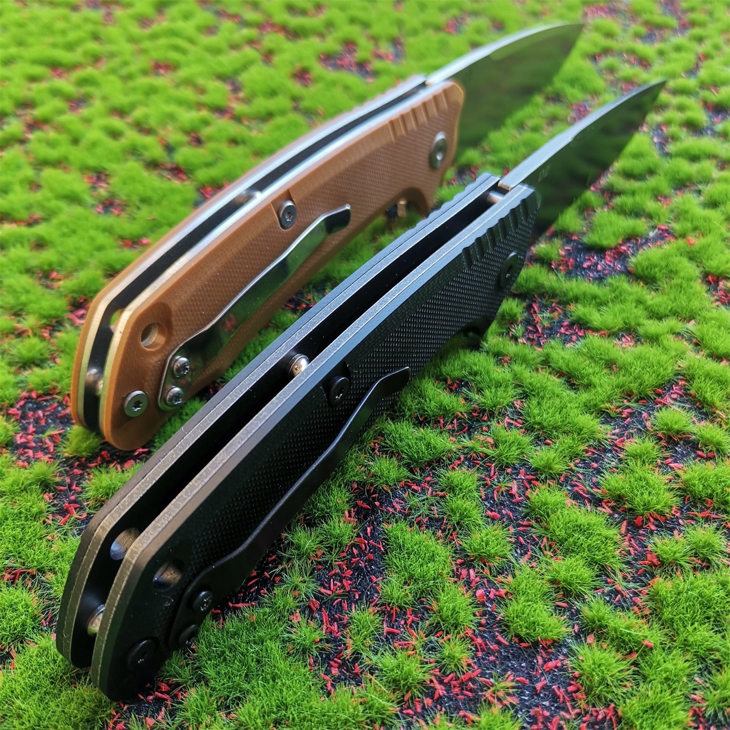 Flipper D2 Blade Steel Handle KVT Ball Bearing Folding Pocket Knife