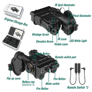 2024 NEW DBAL-A4 DUAL BEAM AIMING LASER with Infrared Spot/Flood Illuminator/tactical Light/Green Laser for 7.62/5.56 Airsoft
