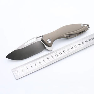 Smke Knives Koenig Arius Satin D2 Blade Bronze Anodized Titanium Handle Flipper Folding Knife