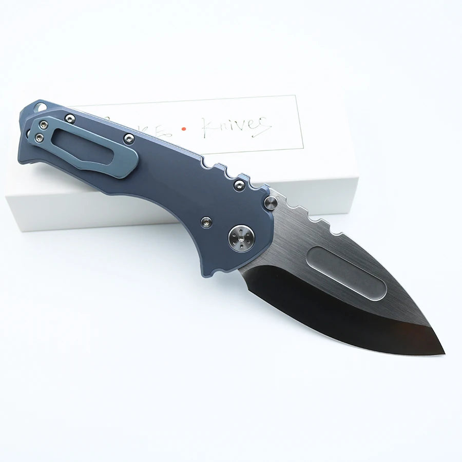 High Quality Smke Knives MDF Pocket Folding Knife D2 Satin Blade Anodized Titanium Handle Tactical Survival Knife