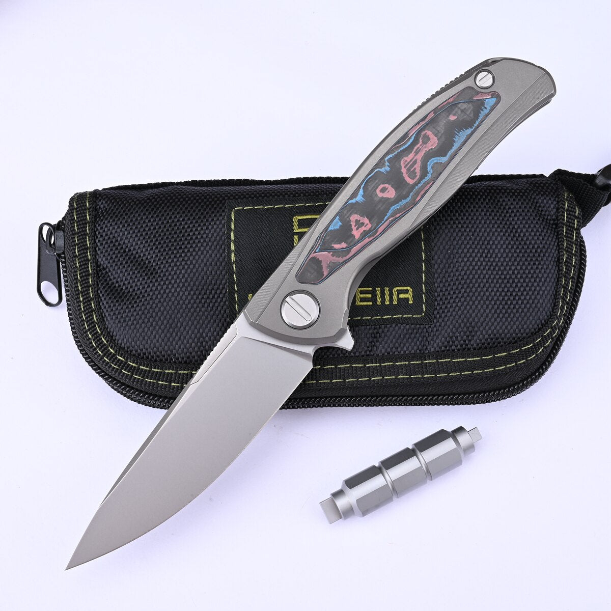 Kanedeiia F95 NL 3M M390 Steel Titanium Handle Ceramic Ball Bearings Flipper Pocket Folding Knife
