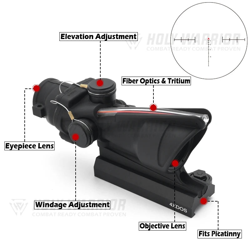 Holy Warrior NEW 2024 Tactical ACOG 4X32 TA31 Real Fiber Glass RCO-M4 Reticle Riflescope w/Original Marks