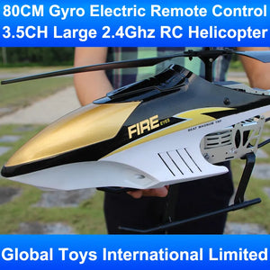 80CM Large Big 3.5CH Metal Frame Gyro With LED Lights 2.4Ghz Radio Remote Control Electric RC Helicoper Kids Children Gift Toys