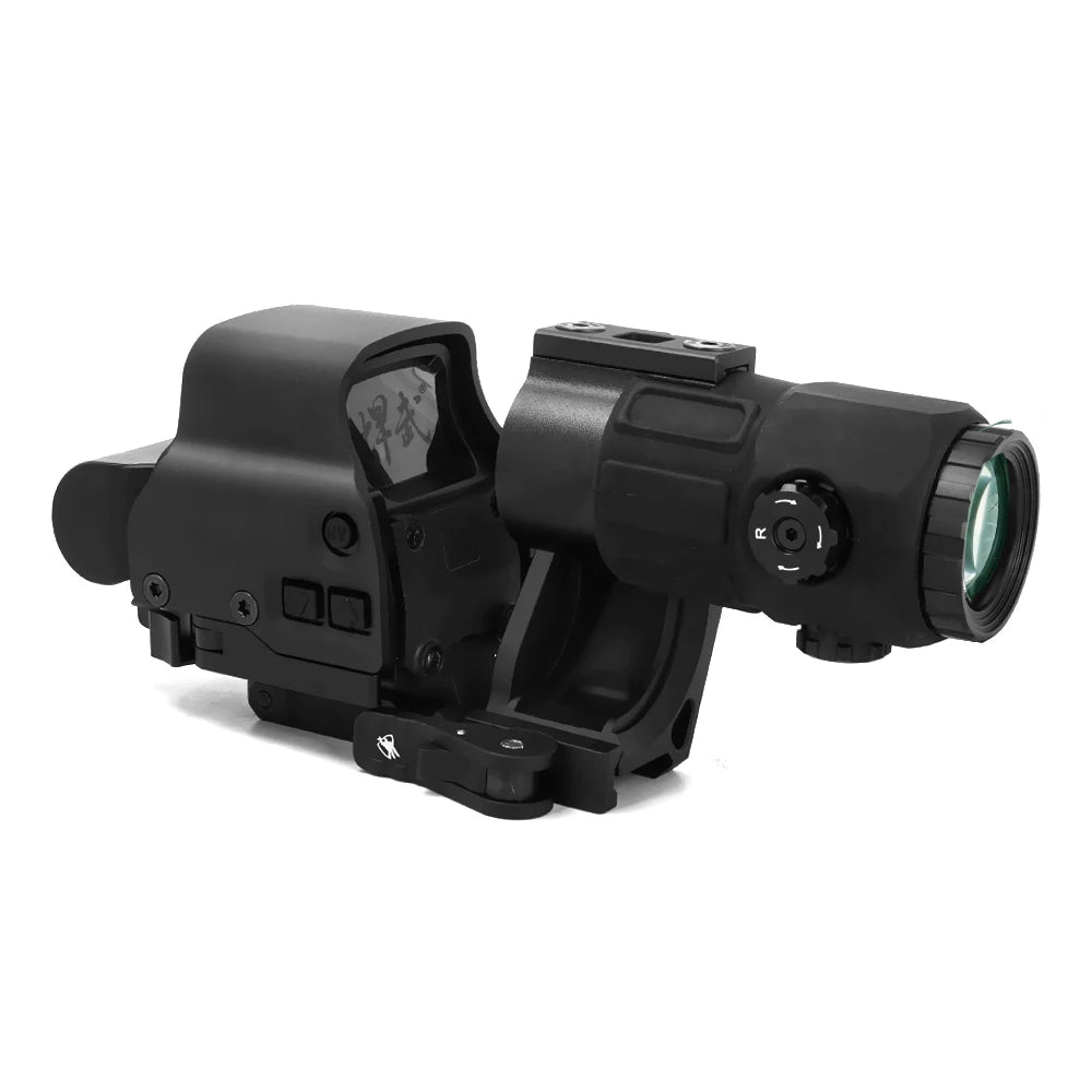 HolyWarrior EXPS3-0 Red Dot Sight With G45 5X Magnifier With Fast Riser and FTC Mount 4PCS Combos US Flag Marking