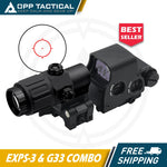 Holy Warrior EXPS3 Holographic Red Dot Sight with G33 3X Magnifier with Fast Optic Riser and FTC Mount Combo with Full Markings