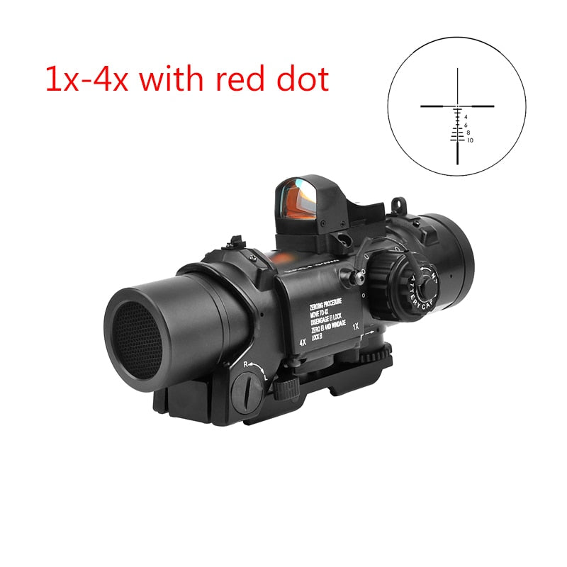 1x-4x Fixed Dual Purpose Scope With Mini Red Dot Scope Red Dot Sight