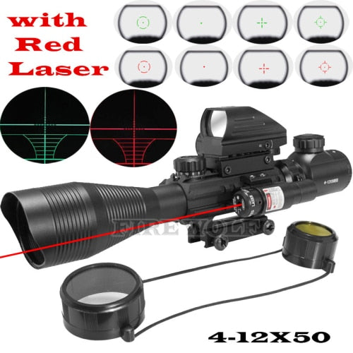 4-12X50 EG Red Green Dot Laser Sight Scope Holographic Optics Rifle Scope
