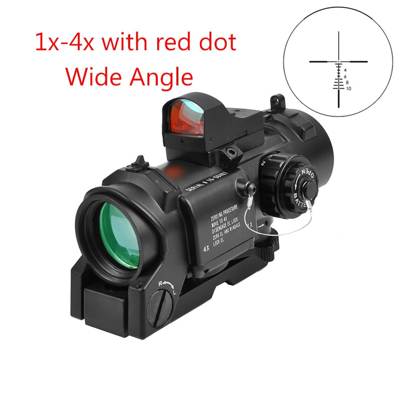 1x-4x Fixed Dual Purpose Scope With Mini Red Dot Scope Red Dot Sight