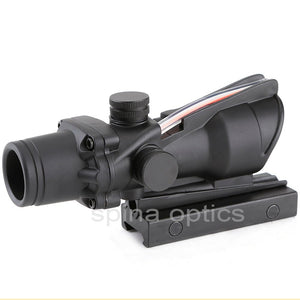 Hunting Scope ACOG 1X32 Tactical Green Dot Sight Real Green Fiber Optic Riflescope with Picatinny Rail for M16 Rifle