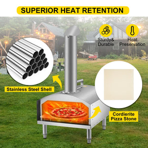 12" Stainless Steel Portable Wood Fired Pizza Oven