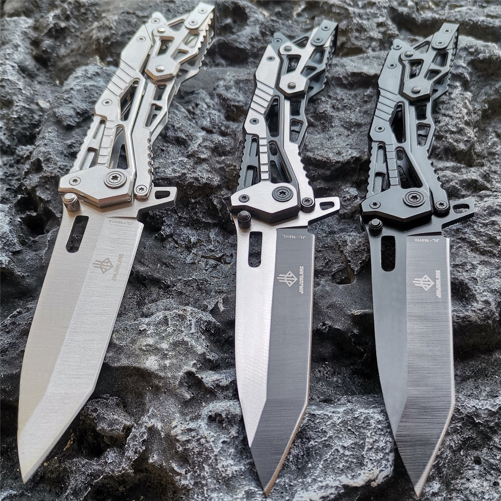 8CR15MOV Blade All-steel Hollow Handle Folding Pocket Knife