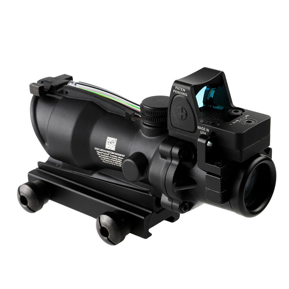 Trijicon ACOG Style 4X32 Real Fiber Source Red or Green Illuminated Scope w/ RMR Micro Red Dot