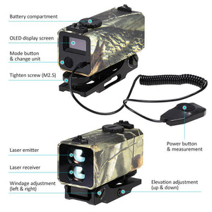 Mini Laser Range Finder Mount on Rifle Rangefinder Distance Speed Measurer 1200m Real-time