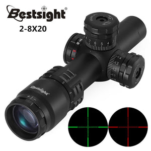 2-8x20 Red Green Illuminated Reticle Tactical Optical Sight Scope with Lock Sniper