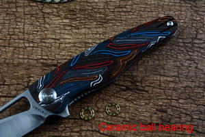 TwoSun D2 Steel Blade Colorful G10 Handle Folding Pocket Knife LK5031Da