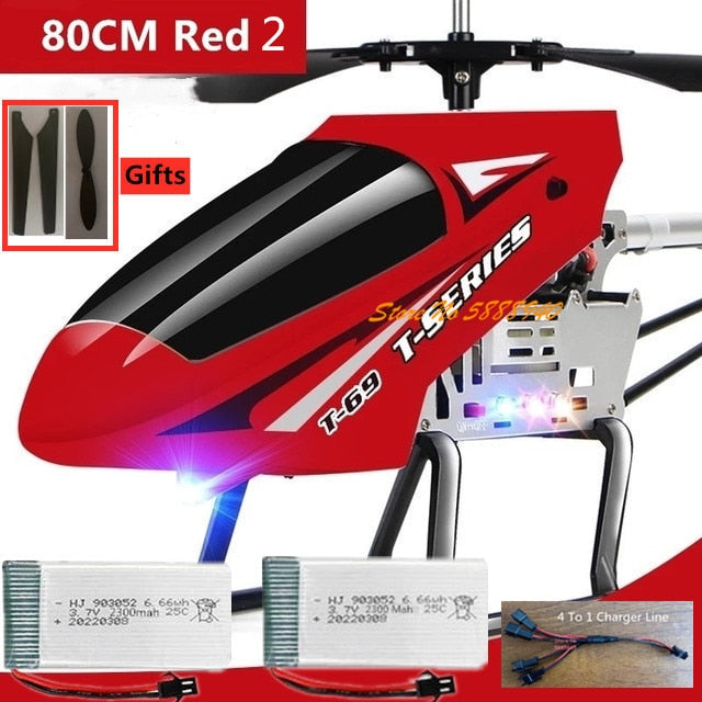 80CM RC Helicopter 3.5CH Alloy Frame Anti-Fall LED Lights 150 Meters Electric Remote Control Helicopter Toy