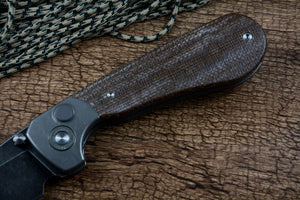 TWOSUN Blacken D2 Blade Fast Open Folding Pocket Knife TS175 Titanium Linen Handle