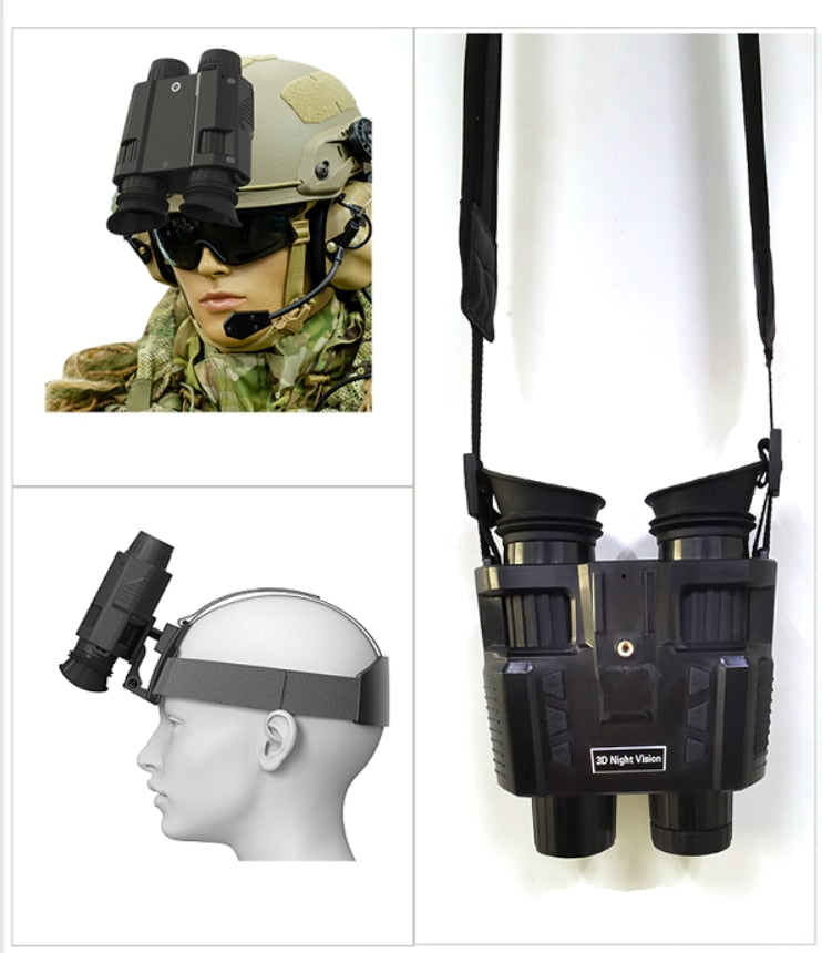 6X Helmet Night Vision Binocular 3D Black & White/Green Picture Hunting Cam IR Laser Camera Recorder NV Goggles Binoculars