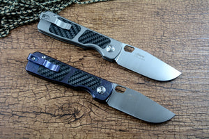 TwoSun TS396 Drop Point D2 Steel Blade Carbon Fiber Titanium Color Handle Folding Pocket Knife