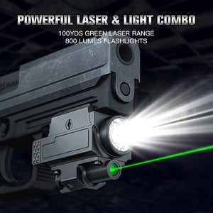 800 Lumens Weapon Gun Light Red Green Laser Sight Pistol Light Red Green Dot Sight Combo Rechargeable Flashlight for Picatinny