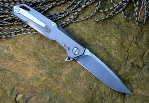 TwoSun TS-21 Flipper Folding Knife Titanium Handle 3.43 D2 Satin Blade Outdoor Hunting Pocket EDC Tools Free Shipping